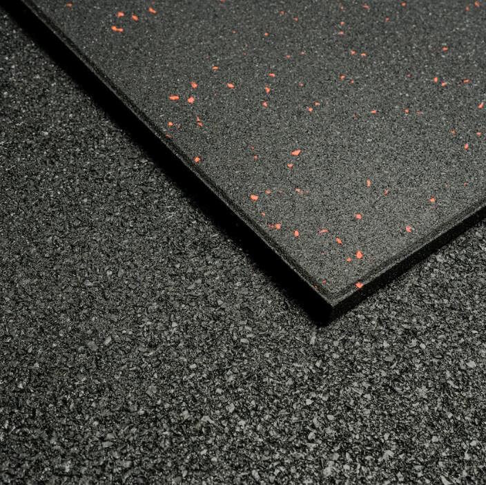 MORGAN COMMERCIAL GRADE RUBBER FLOOR TILES | RED FLECK (1m x 1m x 15mm)