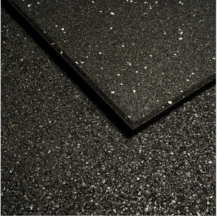 MORGAN COMMERCIAL GRADE RUBBER FLOOR TILES | GREY FLECK (1m x 1m x 15mm)