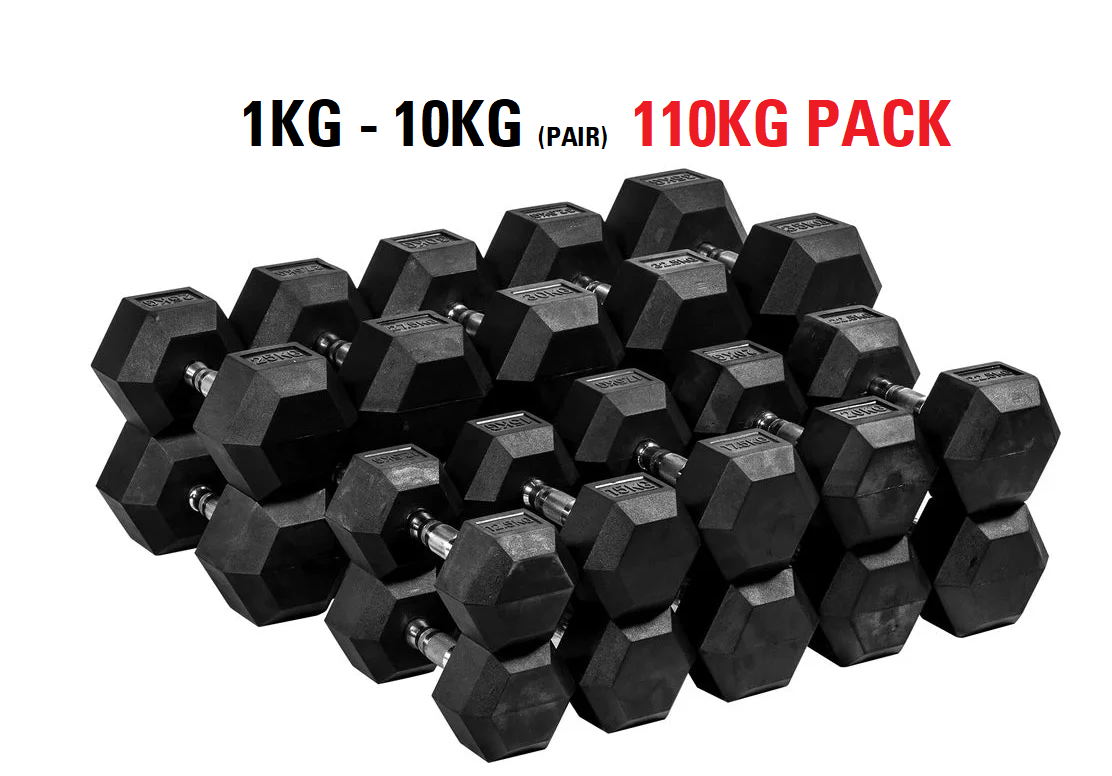 Morgan 110kg Hex Dumbbell Pack | 1kg-10kg (pair)
