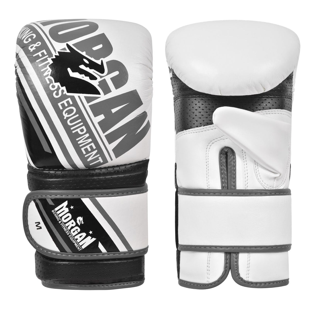 Morgan Aventus Leather Curved Bag Mitts Large - White