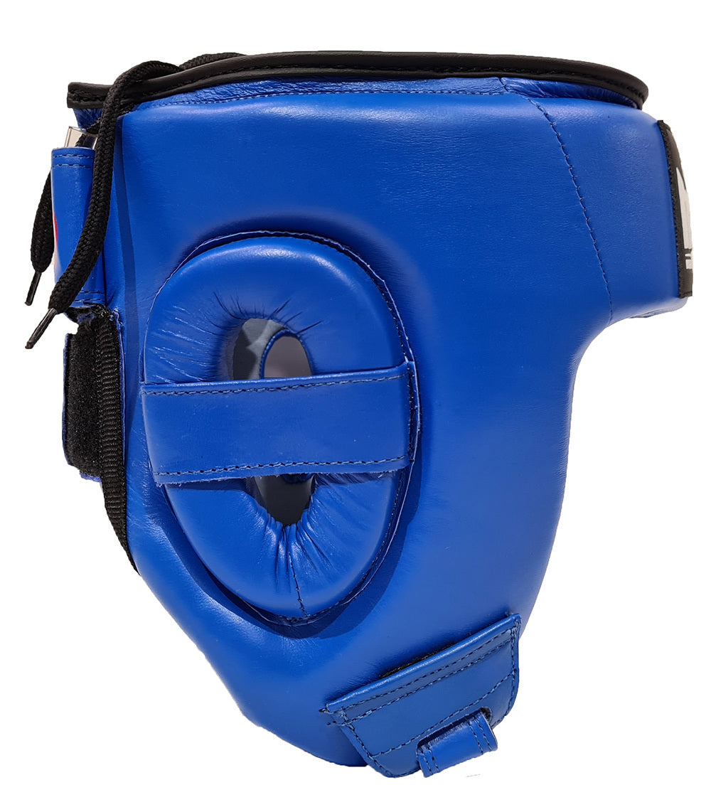 Morgan Platinum Open Face Leather Head Guard Small - Blue