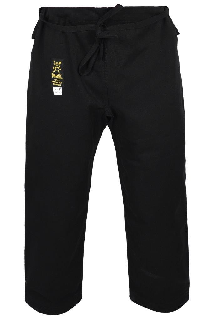 YAMASAKI 14oz GOLD BRUSHED BLACK CANVAS KARATE UNIFORM