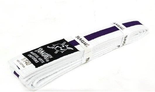 YAMASAKI MARTIAL ARTS BELTS (WITH COLOURED STRIPE)