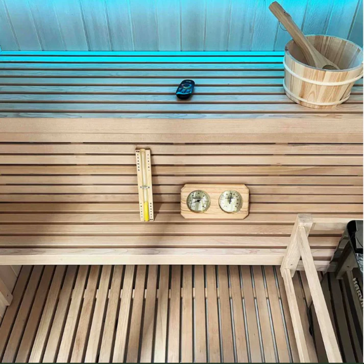 Kiva Reset 4 Person Traditional Double Tier Finnish Sauna - 6kw Heater