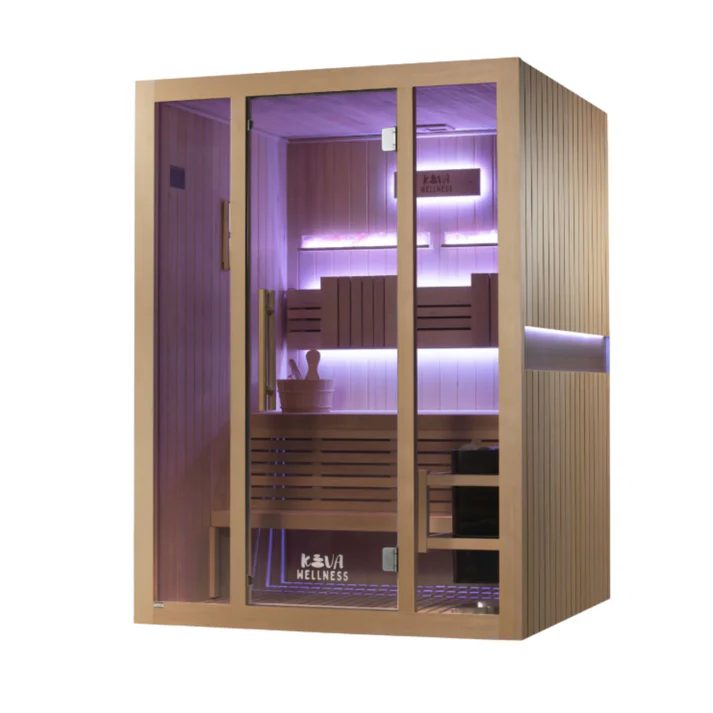 Kiva Reset 4 Person Traditional Double Tier Finnish Sauna - 6kw Heater