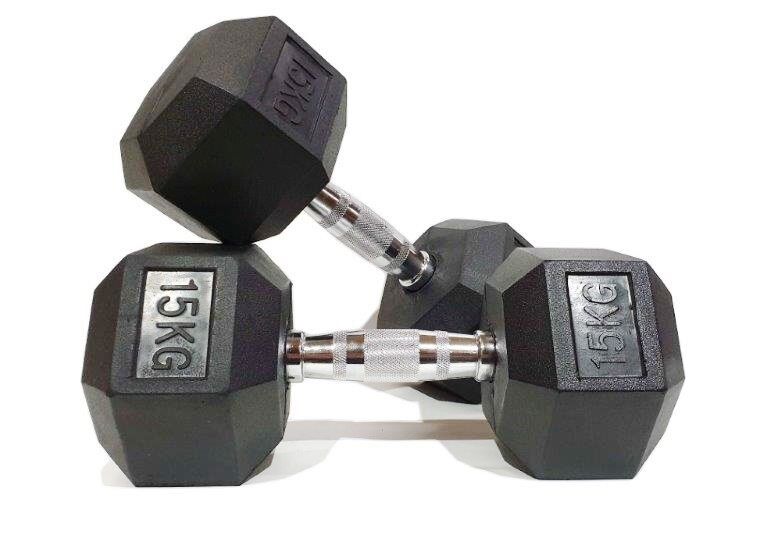 Morgan 150kg Rubber Hex Dumbbell Pack | 10kg–20kg (Pairs)