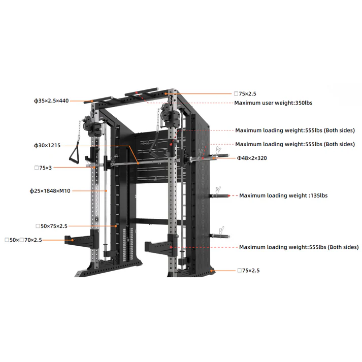 RMC GRAVIX Commercial RM7 Power Rack + Smith Machine Functional Trainer