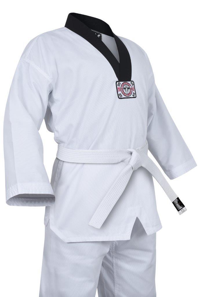 YAMASAKI V2 RIBBED TAEKWONDO UNIFORM - BLACK V NECK 8oz [7]